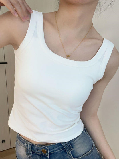 Women's Solid Color Camisole with Built-in Bra