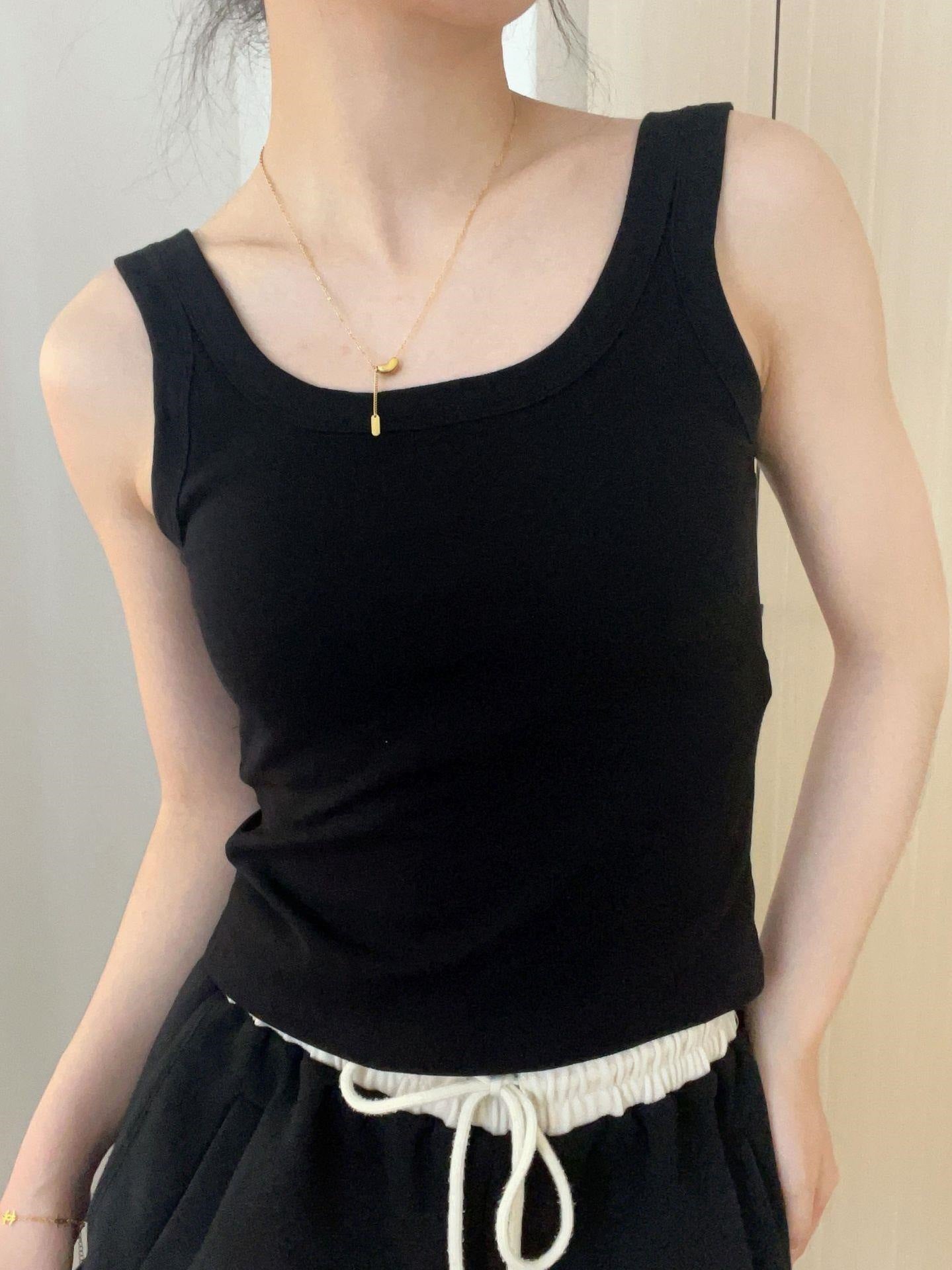 Women's Solid Color Camisole with Built-in Bra