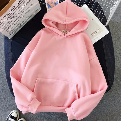 Women's solid-color hooded sweatshirt