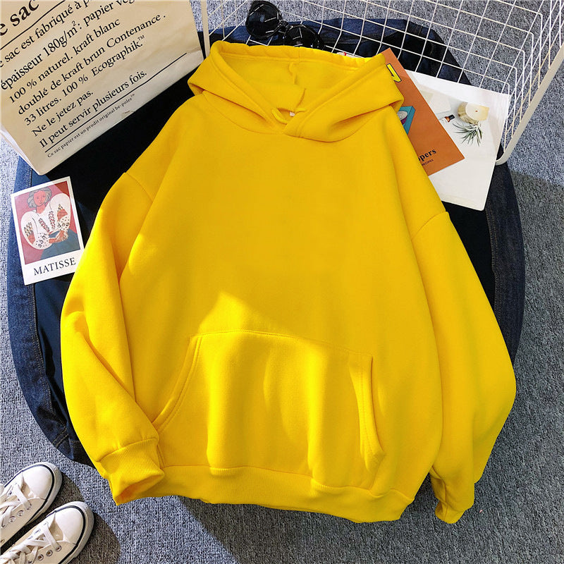 Women's solid-color hooded sweatshirt