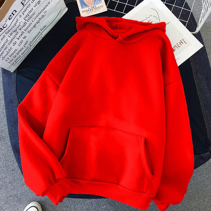 Women's solid-color hooded sweatshirt