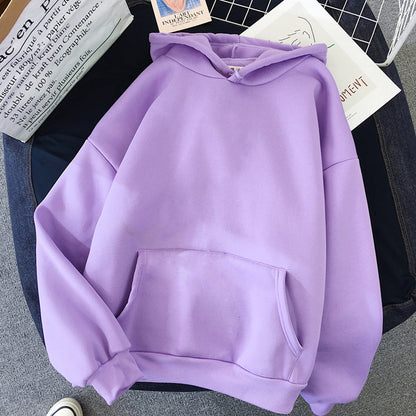 Women's solid-color hooded sweatshirt
