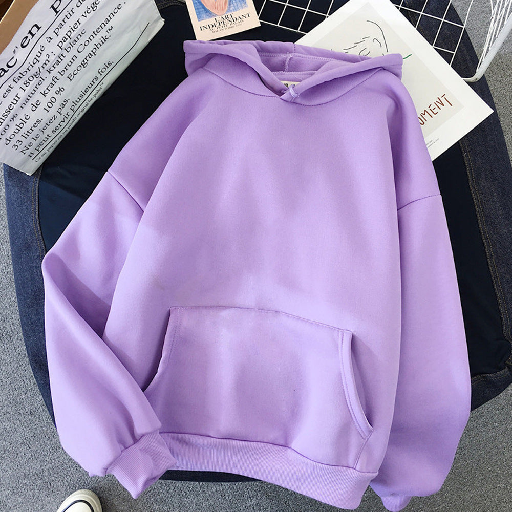 Women's solid-color hooded sweatshirt
