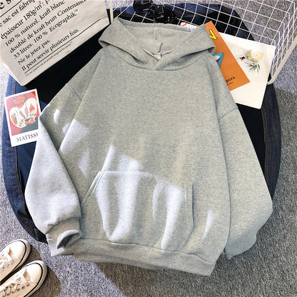 Women's solid-color hooded sweatshirt