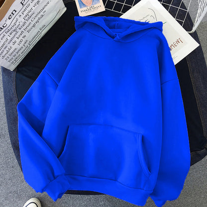 Women's solid-color hooded sweatshirt