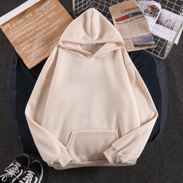 Women's solid-color hooded sweatshirt