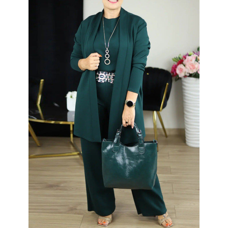 Women's Solid Color Knit Three-Piece