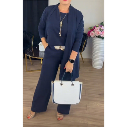 Women's Solid Color Knitted Three-Piece