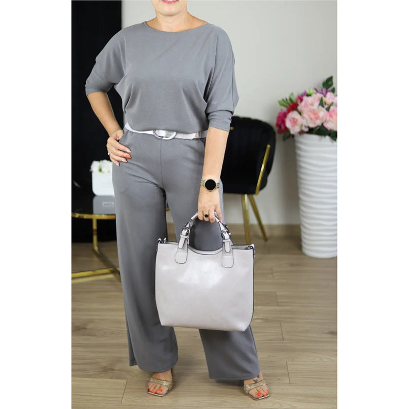 Women's Solid Color Knitted Three-Piece
