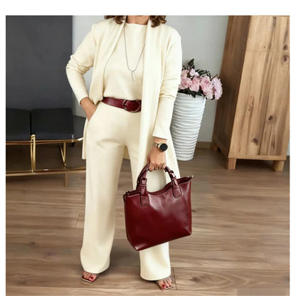 Women's Solid Color Knitted Three-Piece