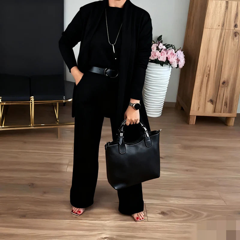 Women's Solid Color Knitted Three-Piece
