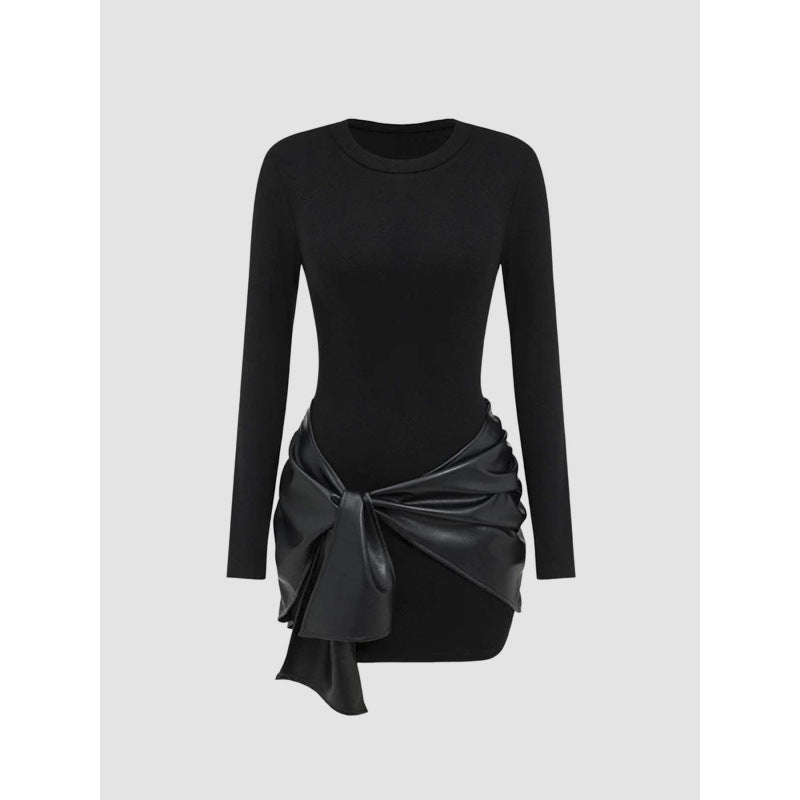Women's solid-color long-sleeved dress