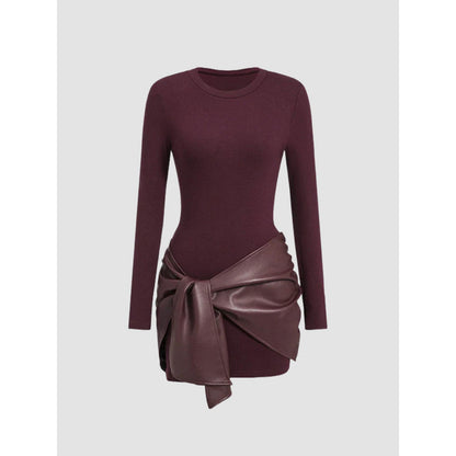 Women's solid-color long-sleeved dress
