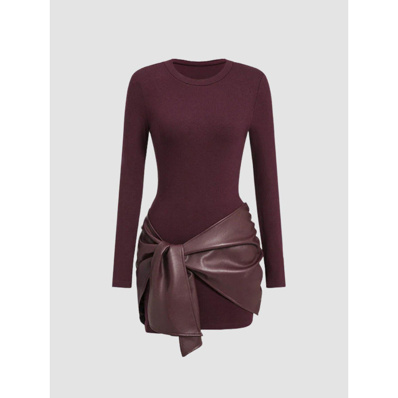 Women's solid-color long-sleeved dress