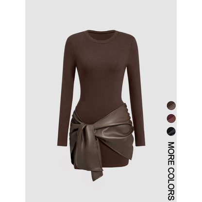 Women's solid-color long-sleeved dress