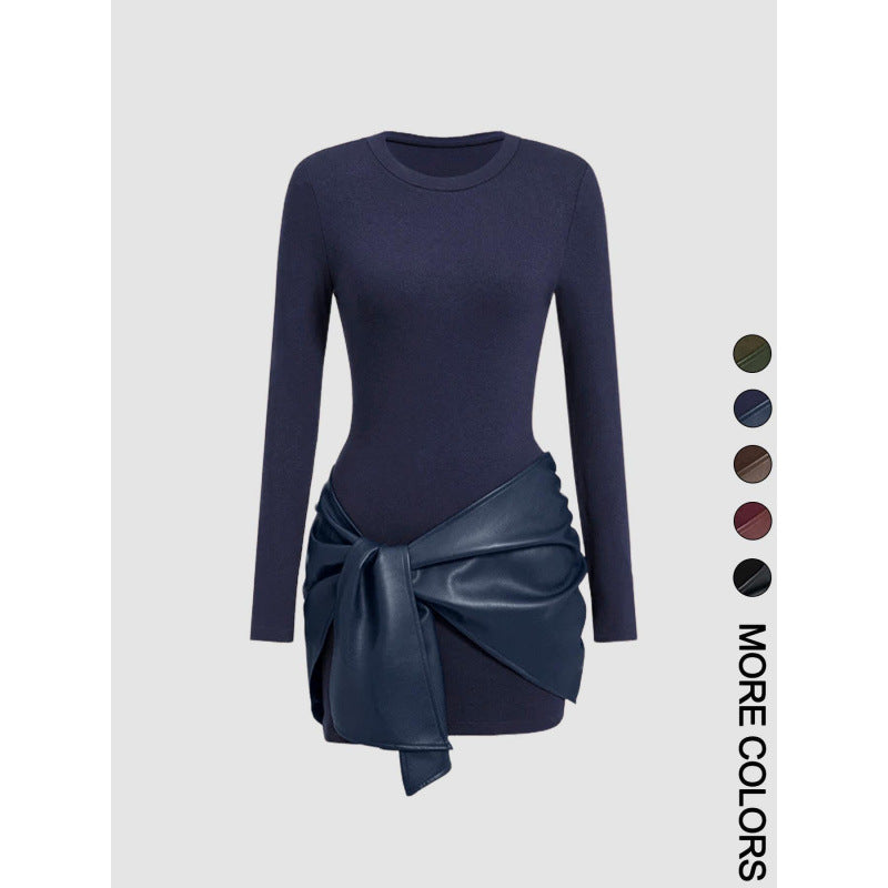 Women's solid-color long-sleeved dress
