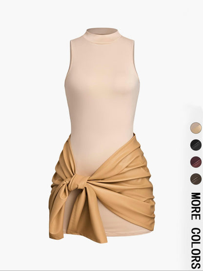 Women's solid-color long-sleeved dress