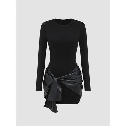 Women's solid-color long-sleeved dress