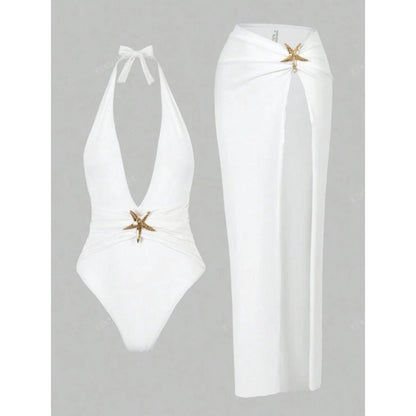 Women's Solid Color One-Piece Swimwear