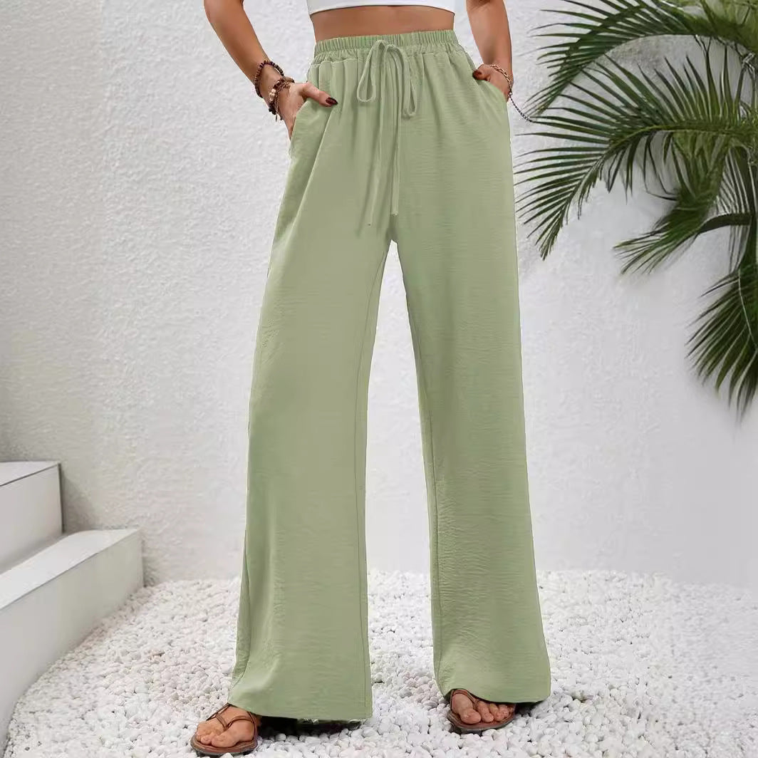 Women's Solid Color Wide Leg Casual Pants