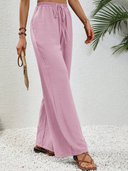 Women's Solid Color Wide-Leg Casual Pants