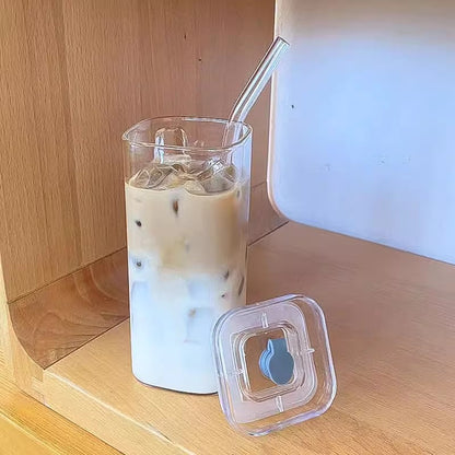 Women's square glass water bottle