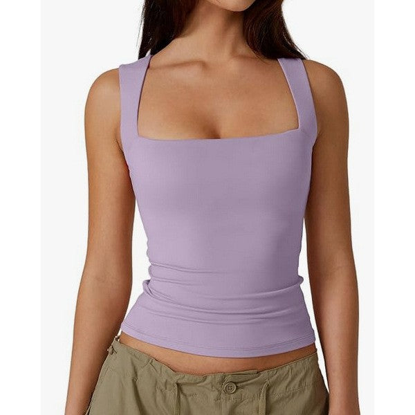 Women's Square Neck Sleeveless Vest Top