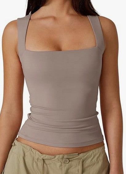 Women's Square Neck Sleeveless Vest Top