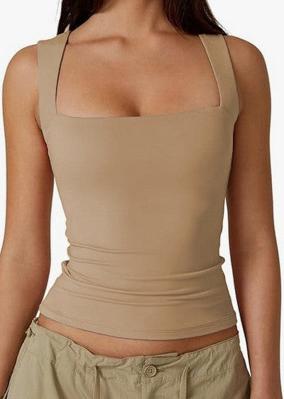 Women's Square Neck Sleeveless Vest Top