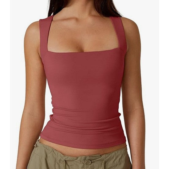 Women's Square Neck Sleeveless Vest Top