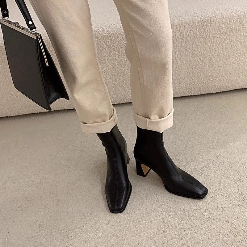 Women's Square Toe Thick Heel Boots
