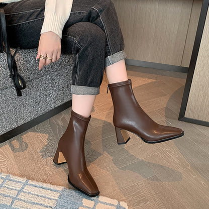Women's Square Toe Thick Heel Boots