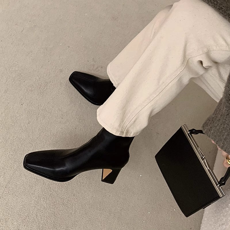 Women's Square Toe Thick Heel Boots