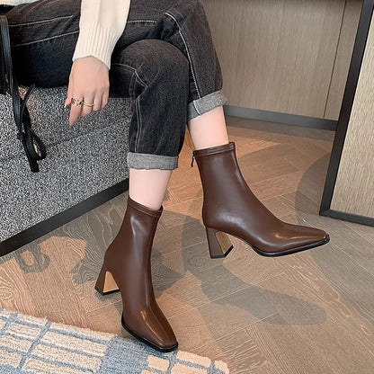 Women's Square Toe Thick Heel Boots
