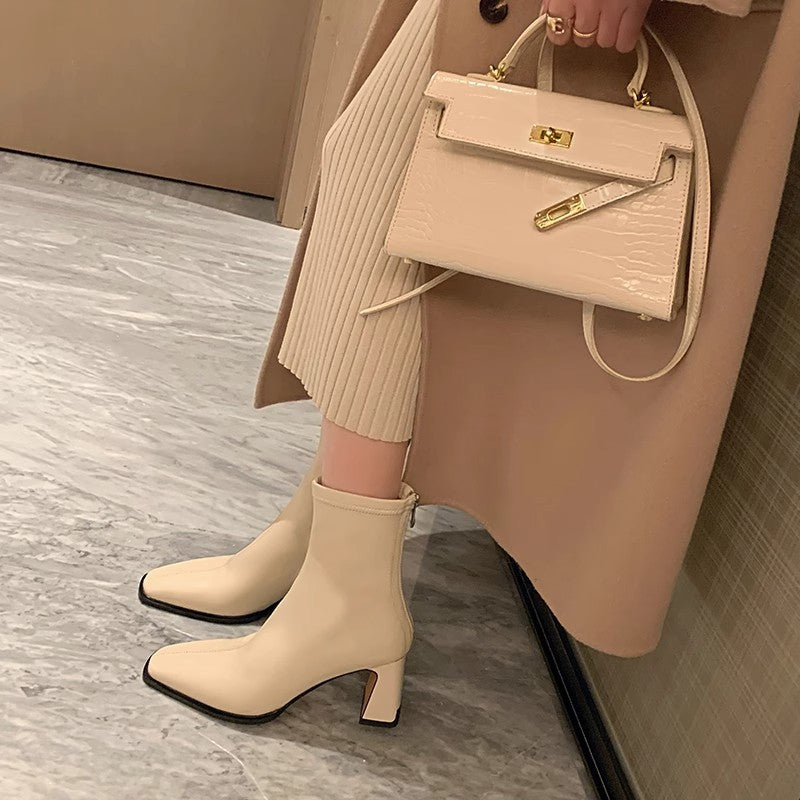 Women's Square Toe Thick Heel Boots