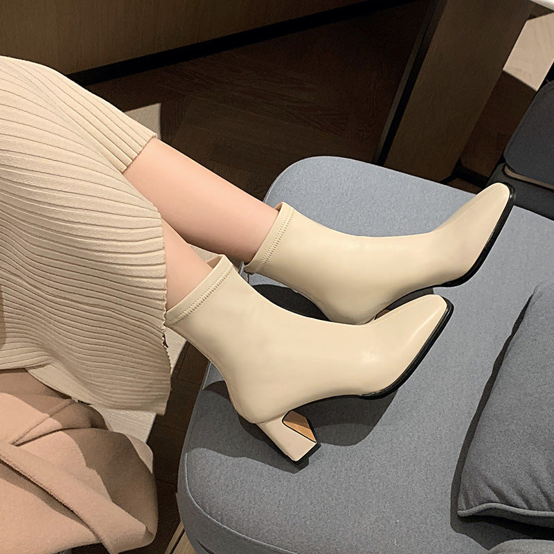 Women's Square Toe Thick Heel Boots