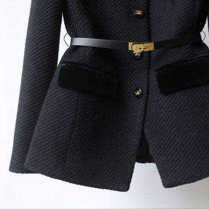 Women's Stand Collar Waist-Defining Coat