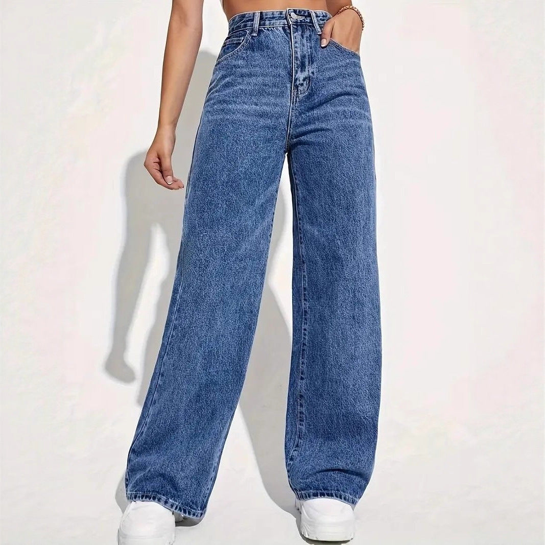 Women's Straight Leg Jeans High Waist Casual Trousers