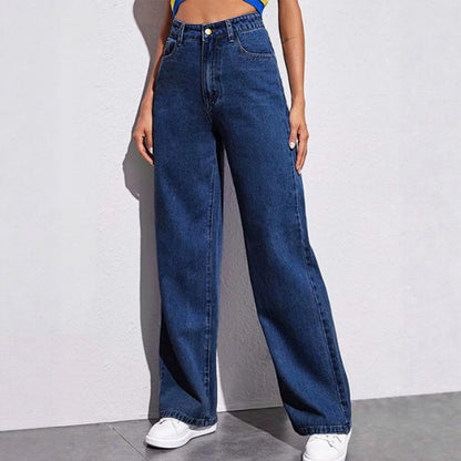 Women's Straight Leg Jeans High Waist Casual Trousers