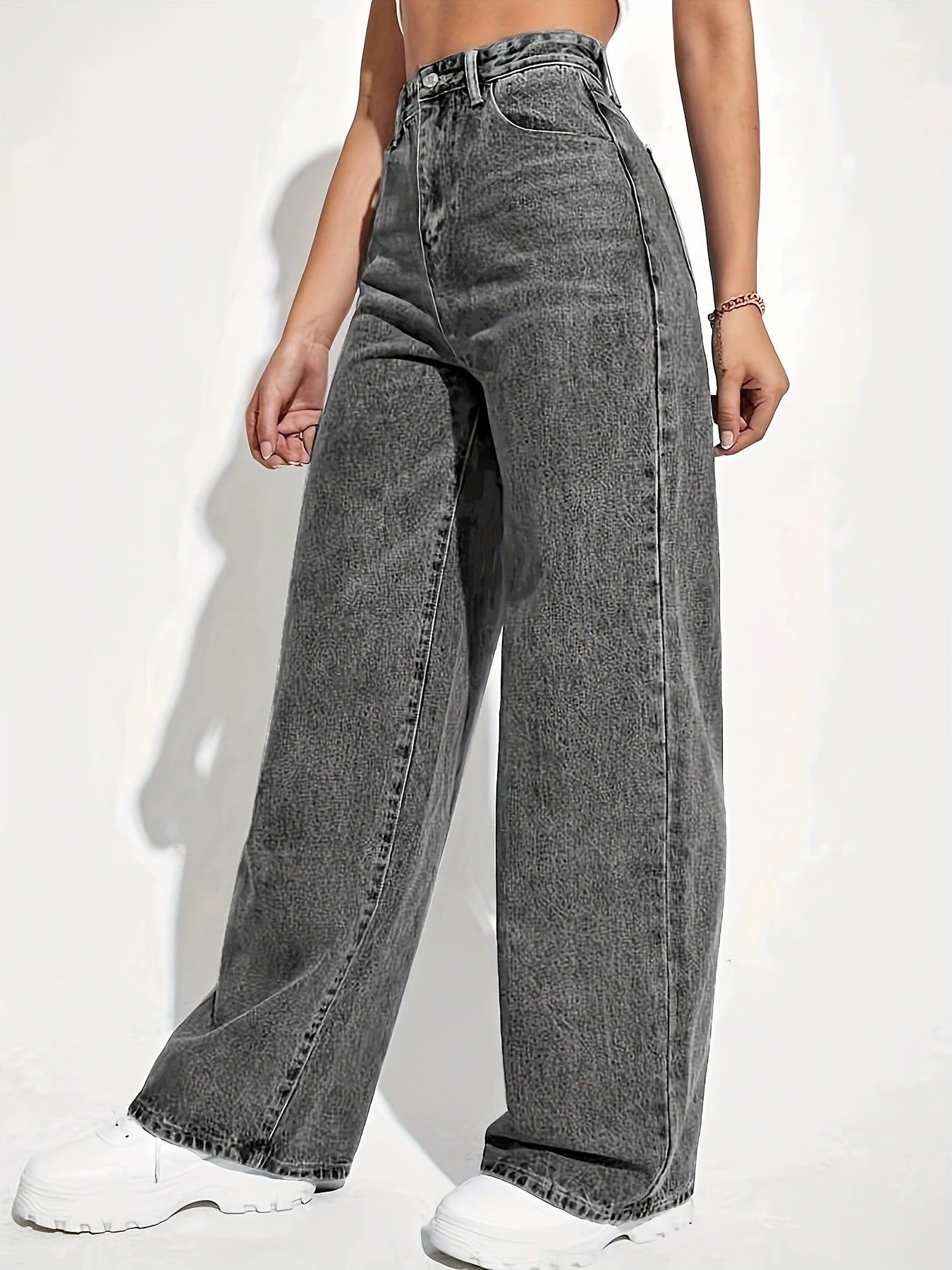Women's Straight Leg Jeans High Waist Casual Trousers