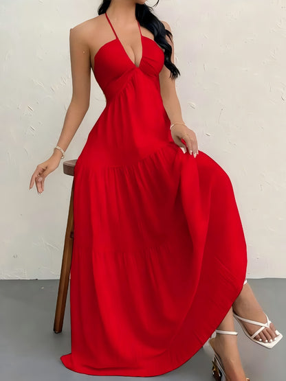 Women's Strapless Halter Dress with Back Detail