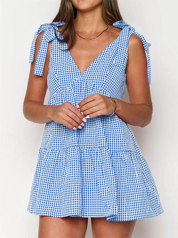 Women's Strappy V-Neck A-Line Dress