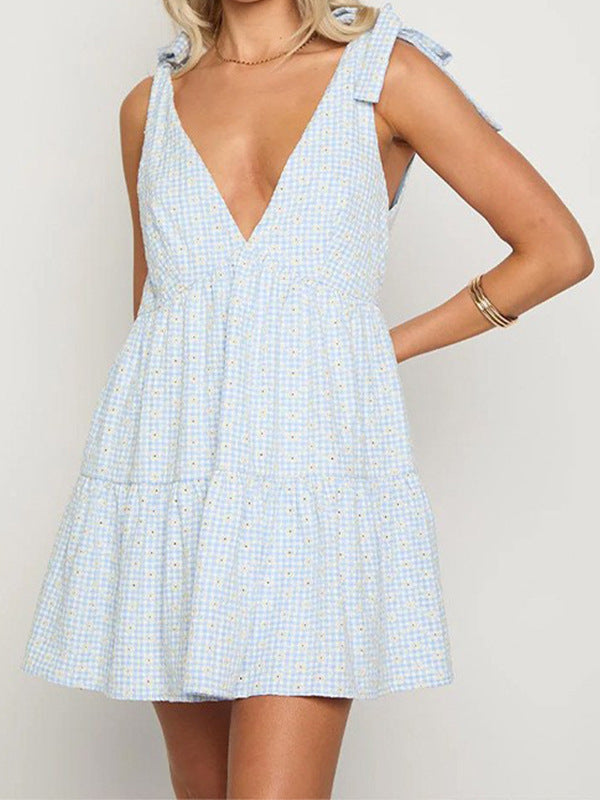 Women's Strappy V-Neck A-Line Dress