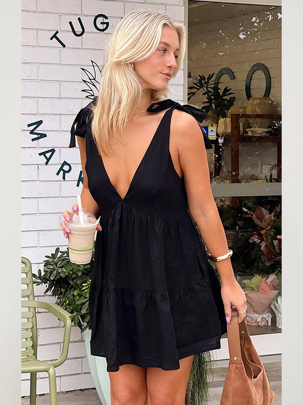 Women's Strappy V-Neck A-Line Dress