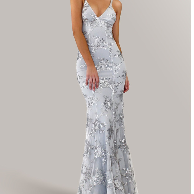 Women's Strappy V-Neck Sequins Dress