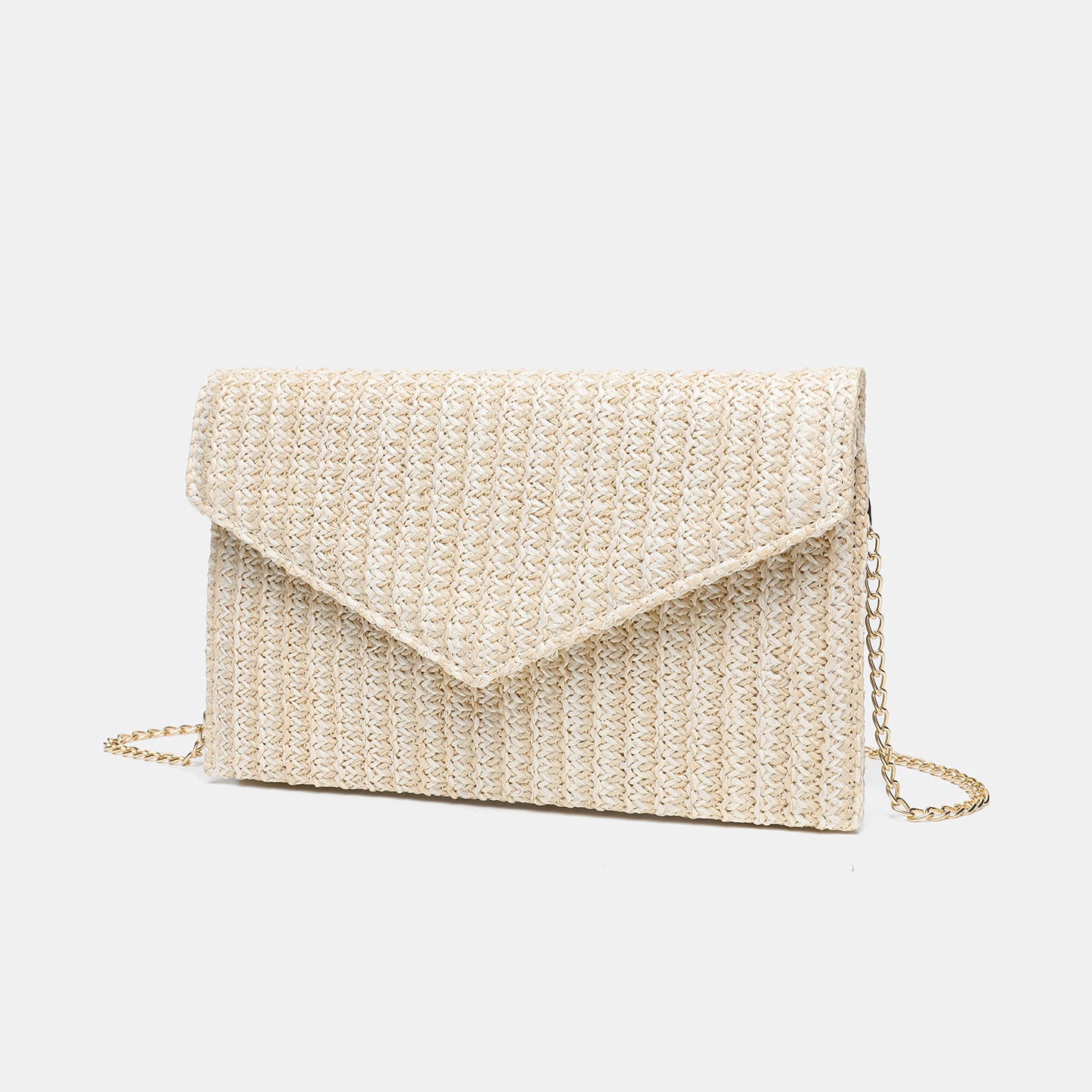 Women's Straw Crossbody Bag with Chain Strap
