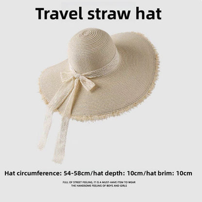 Women's Straw Sun Hat with Lace Trim