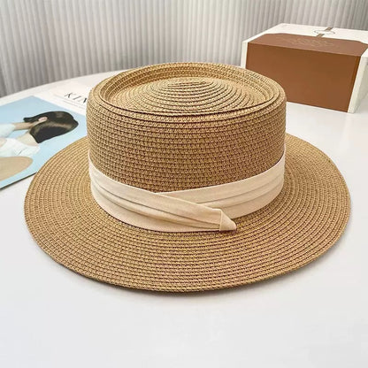 Women's Straw Sun Hat with Lace Trim