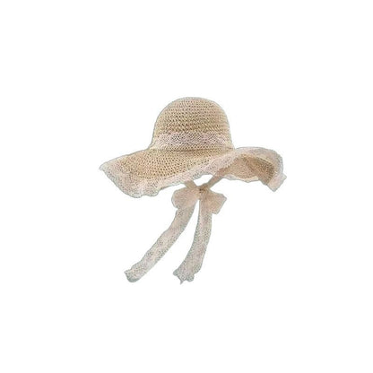 Women's Straw Sun Hat with Lace Trim