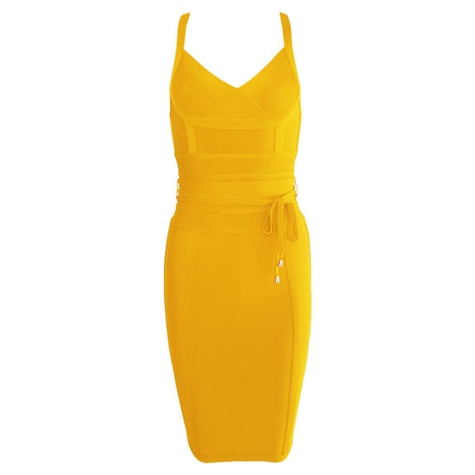 Women's Stretchy Bandage Bodycon Dress with Belt